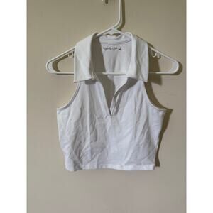 Abercrombie & Fitch Cropped Collared White Tank